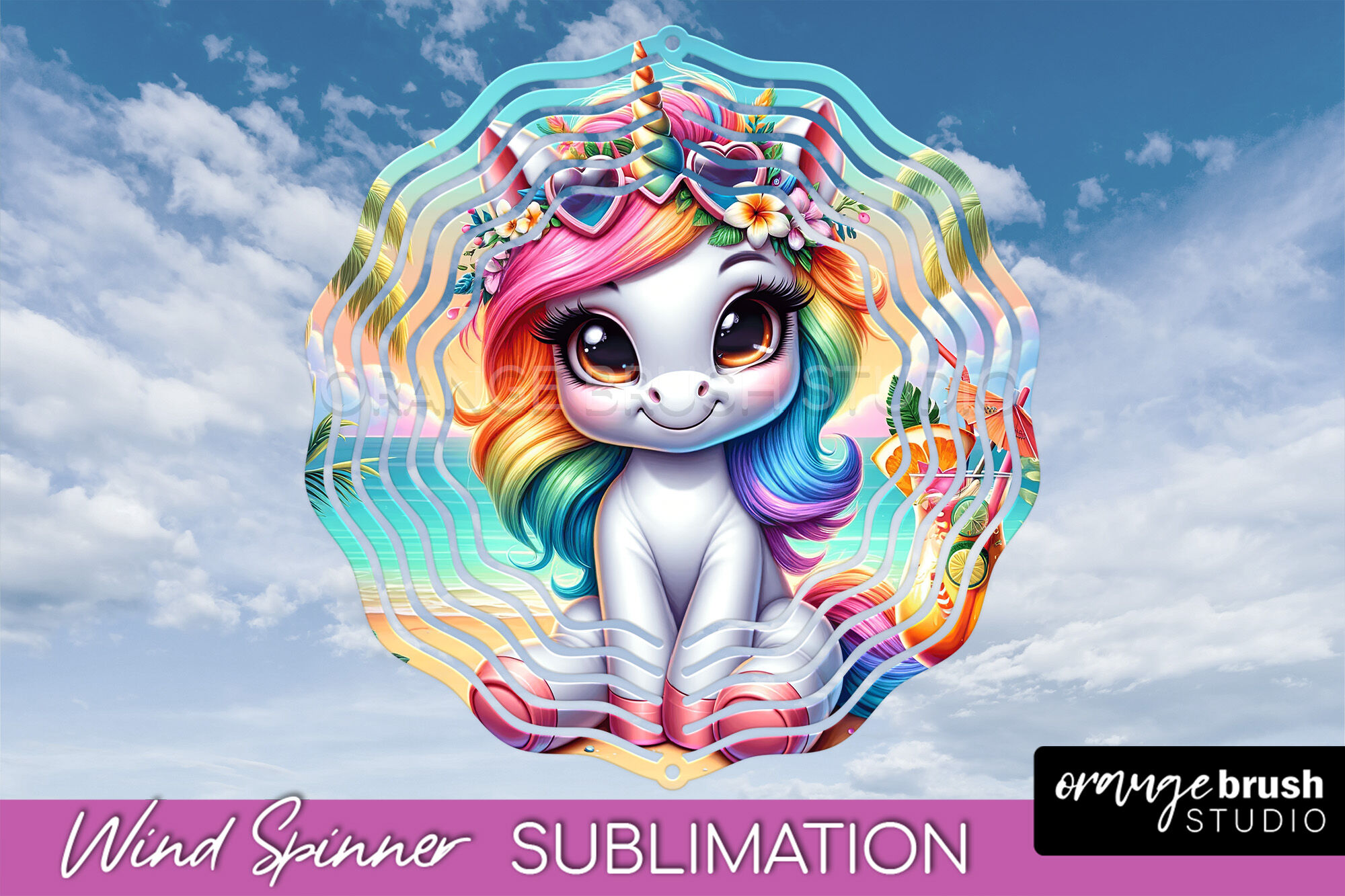 Unicorn Wind Spinner PNG - Summer Wind Spinner Sublimation By Orange ...