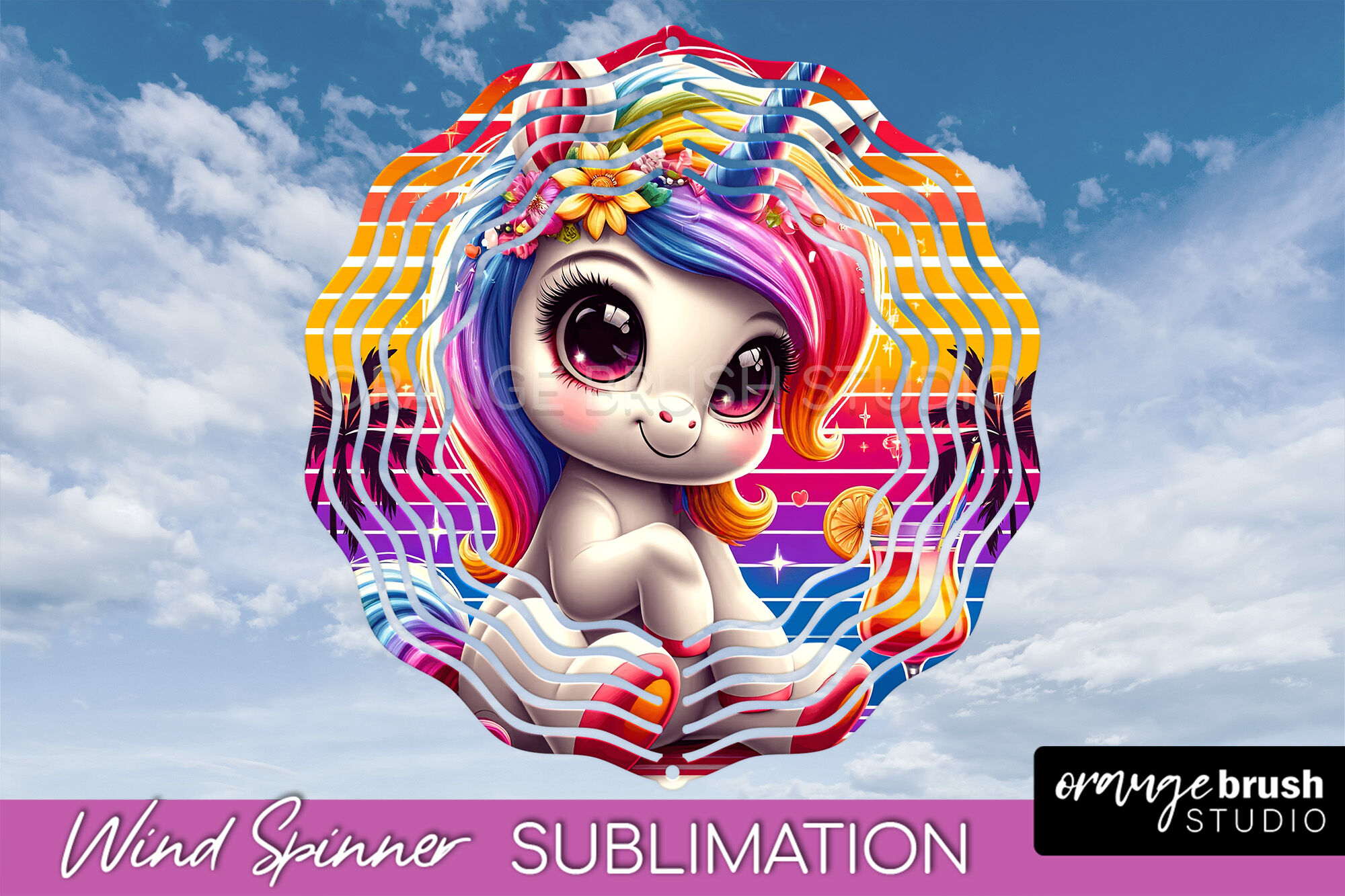 Unicorn Wind Spinner PNG - Summer Wind Spinner Sublimation By Orange ...