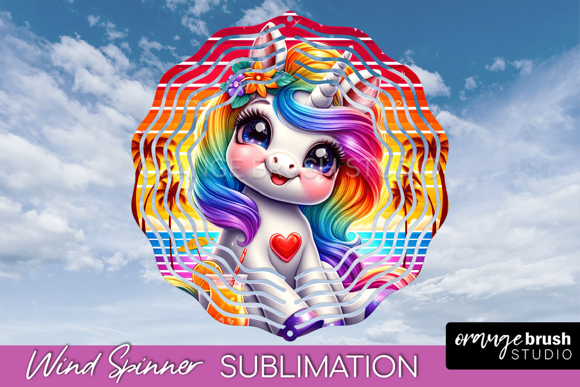 Unicorn Wind Spinner PNG - Summer Wind Spinner Sublimation By Orange ...