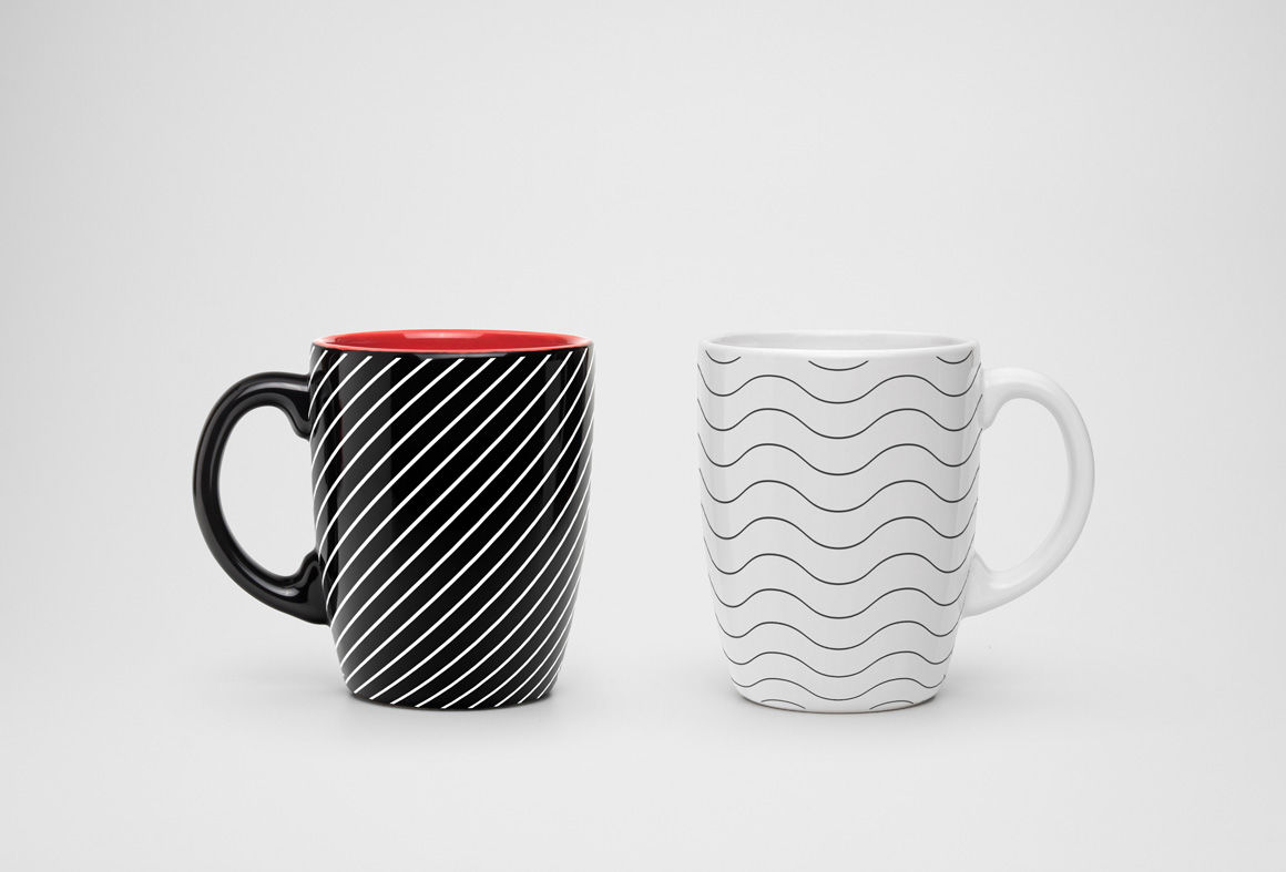 Simple Modern Black and White Geometric Pattern Coffee Mug by  BlackStrawberry