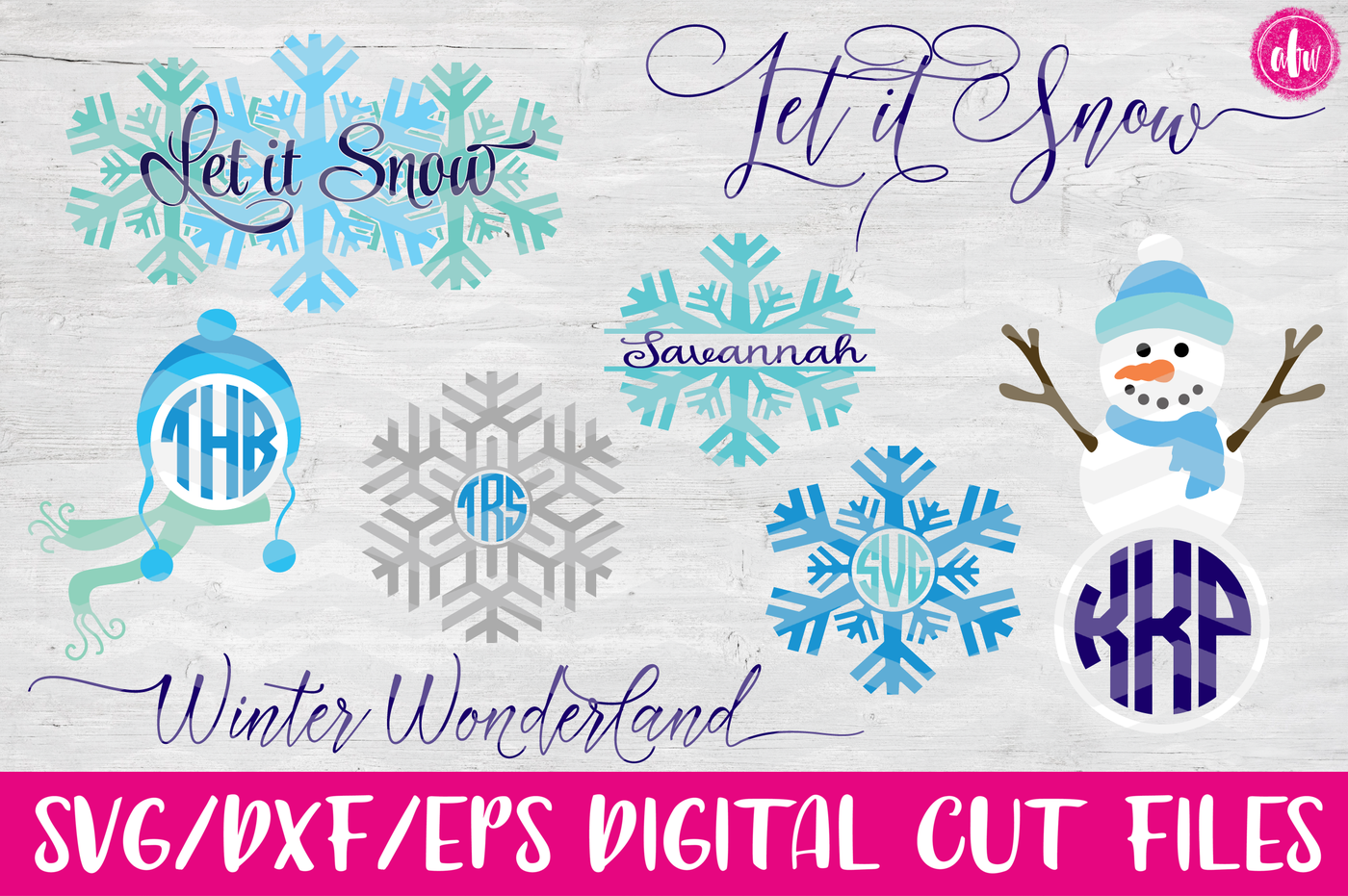 Download Winter Bundle - SVG, DXF, EPS Digital Cut Files By AFW Designs | TheHungryJPEG.com