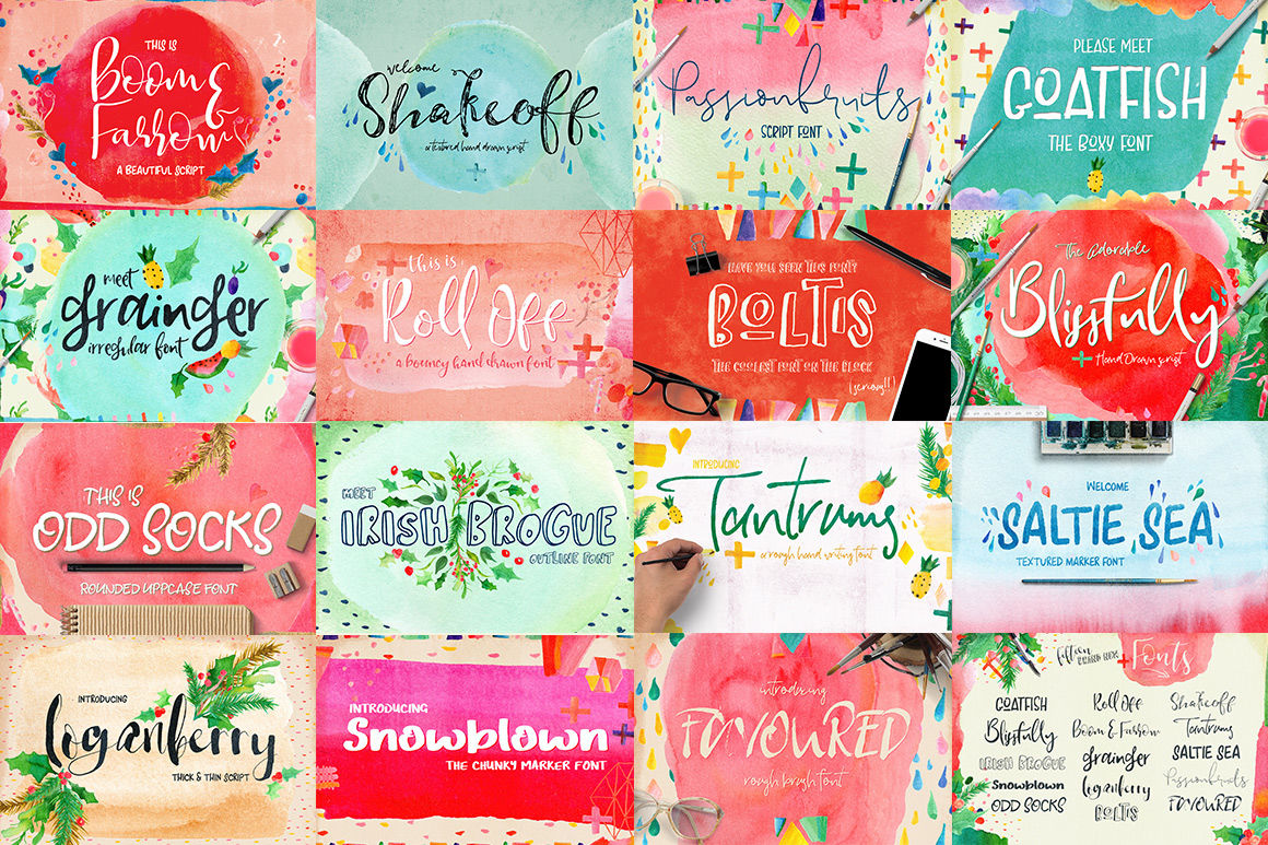 Font Watercolor Bundle 92 Off By Creativeqube Design Thehungryjpeg Com