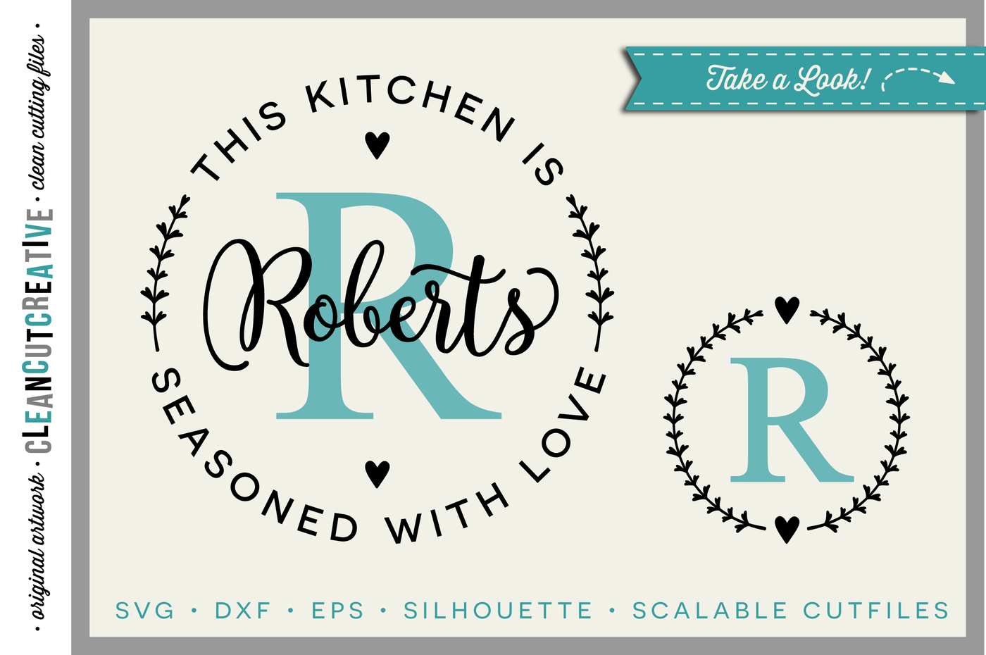 Download Diy Personalize Svg Kitchen Seasoned With Love Monogram Frame By Cleancutcreative Thehungryjpeg Com