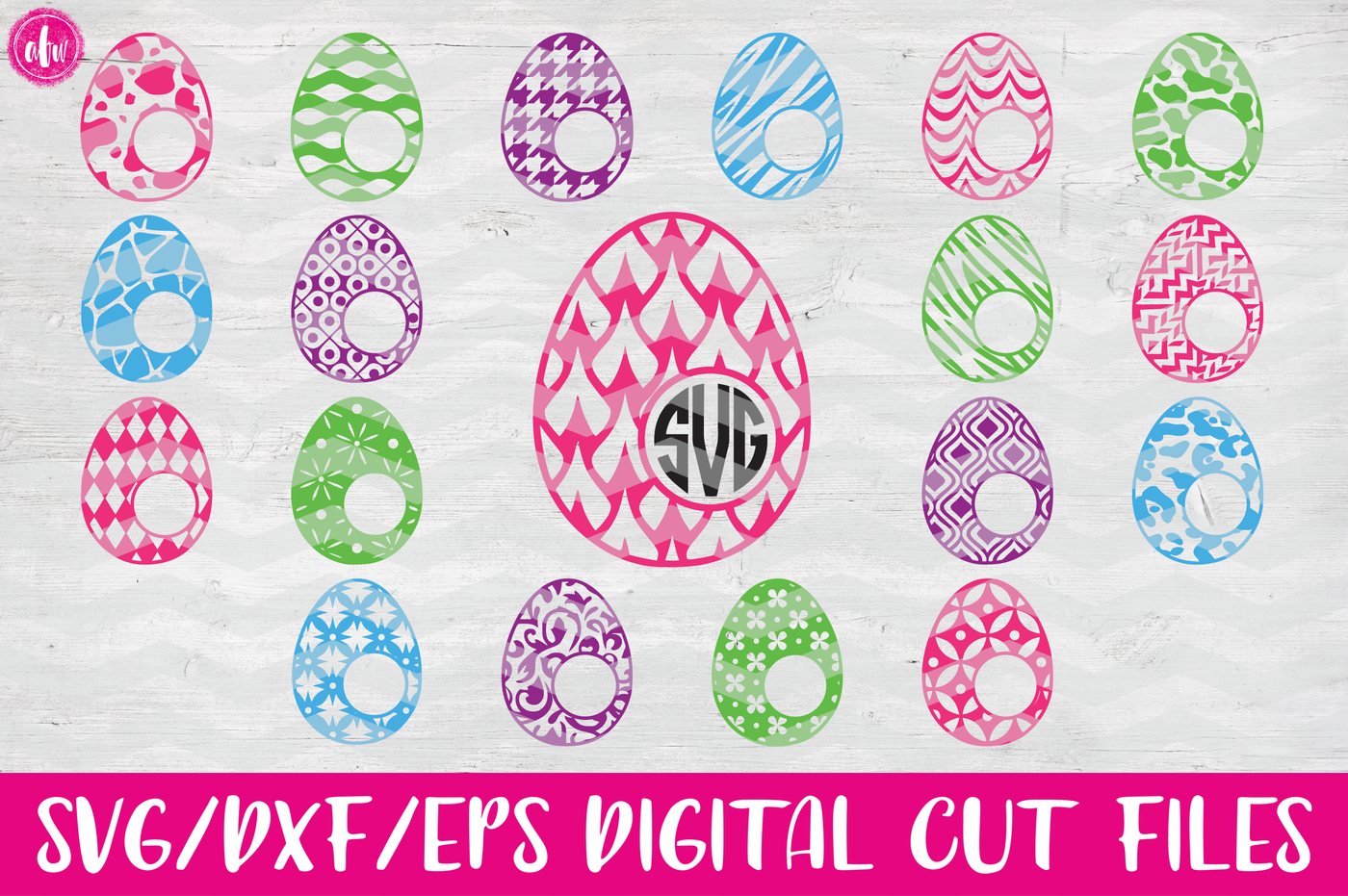 Download 40 Patterned Monogram Eggs Bundle - SVG, DXF, EPS Cut ...