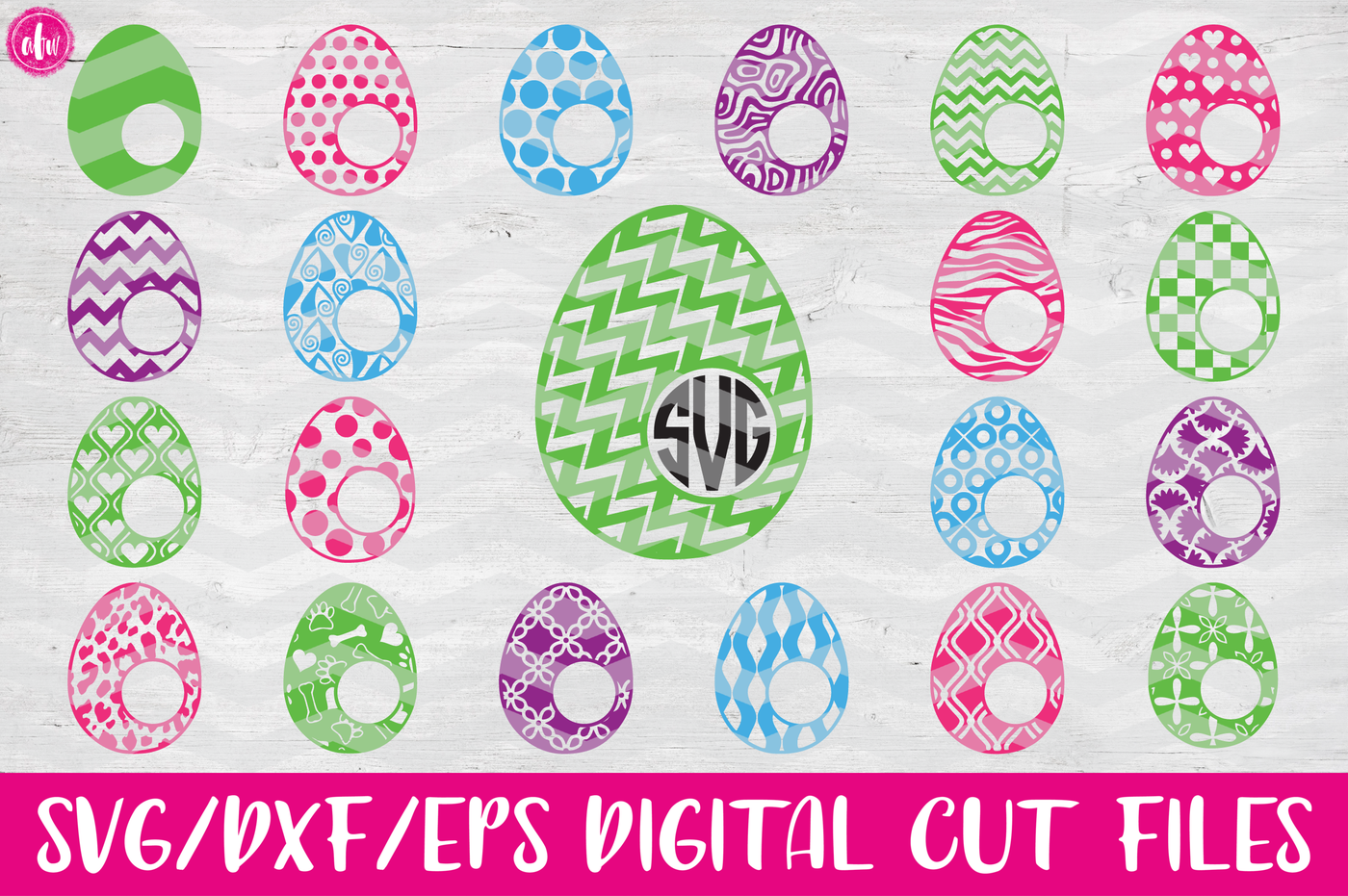 Download 40 Patterned Monogram Eggs Bundle - SVG, DXF, EPS Cut Files By AFW Designs | TheHungryJPEG.com