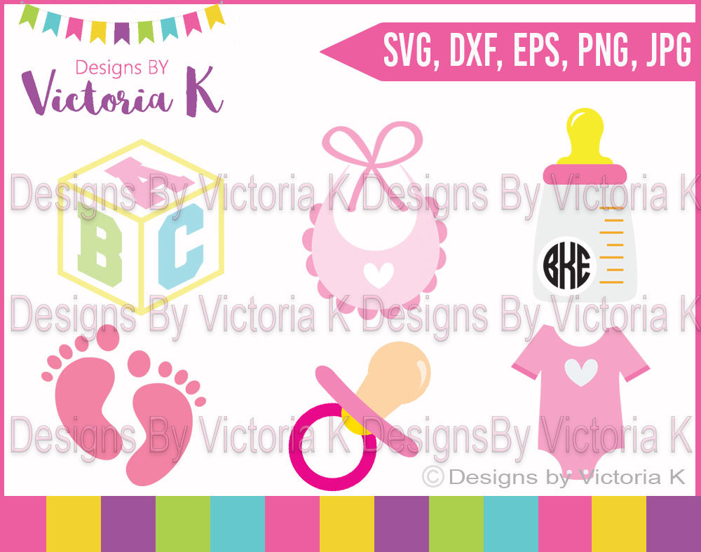 Download Baby Girl, Bib, Soother, Vest, Bottle, Baby Block, SVG, DXF, Cricut, Silhouette Cut File By ...