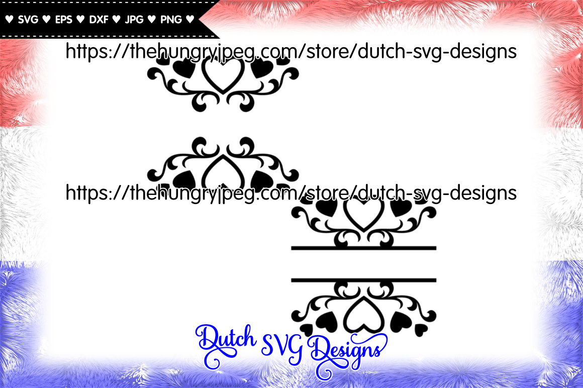 2 Split Border Cutting Files With Hearts Split Monogram Svg Love Svg By Dutch Svg Designs Thehungryjpeg Com