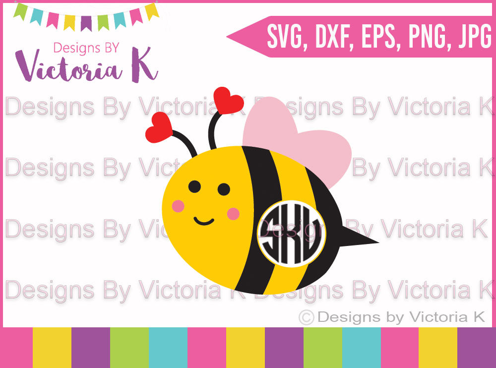 Download Love Bee Monogram, Love svg, Bee svg, Monogram, SVG, DXF, Cricut, Silhouette, Cut File By ...