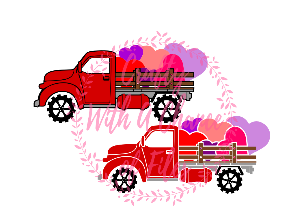 Download Valentine's Day SVG * Vintage Red Truck SVG * Hearts SVG ...