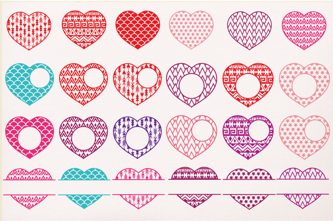 Valentines Hearts Designs Monogram Frames Svg cutting file, SVG, hearts svg, Cricut Design Space ...