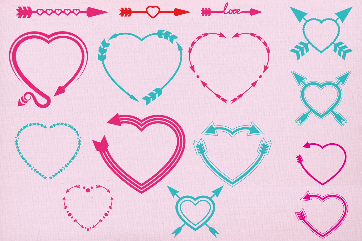 ori 46631 64fe1b9b6b58f31c57ac51e975653c06565730d3 arrow hearts designs monogram frames svg cutting file svg dxf arrows hearts cricut design space silhouette studio valentine hearts