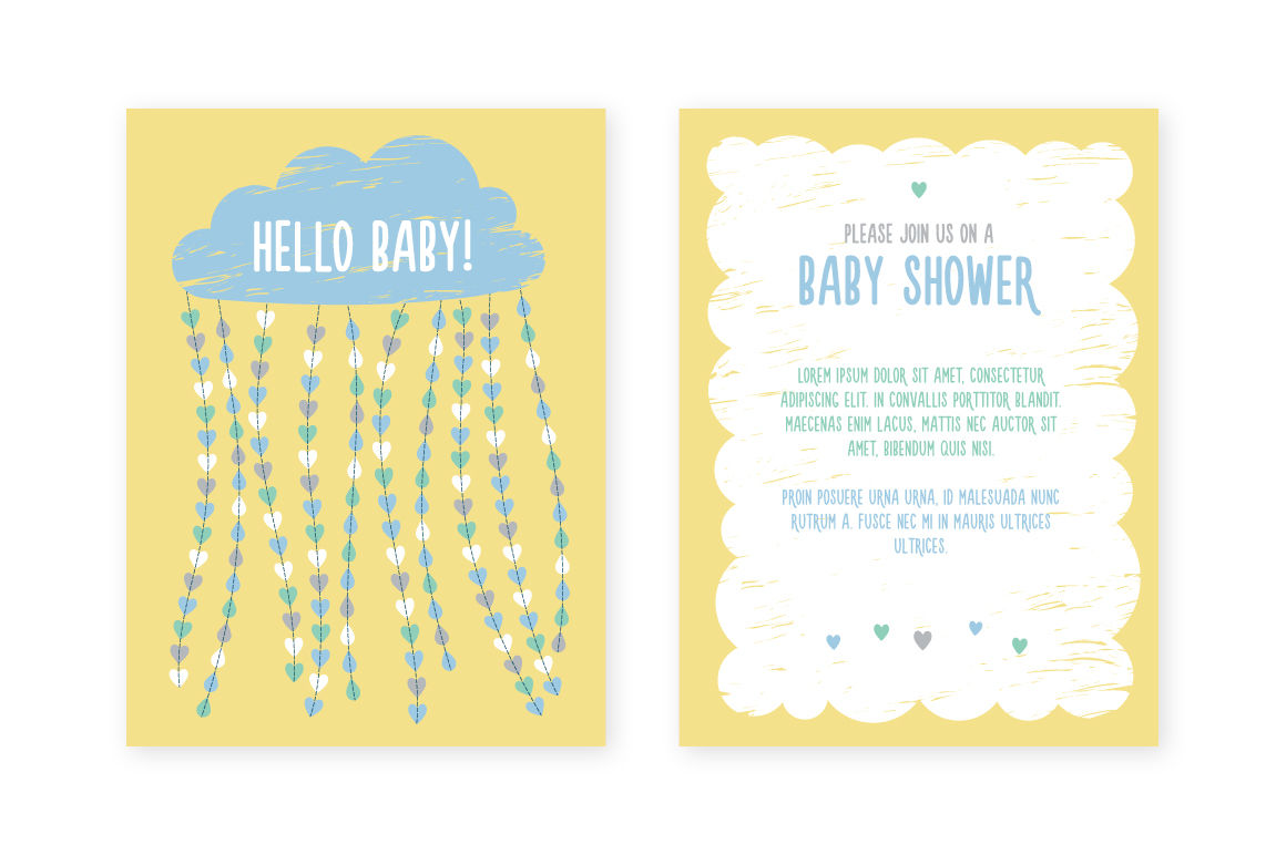 Baby Shower invitation with funny cloud By moibalkon | TheHungryJPEG