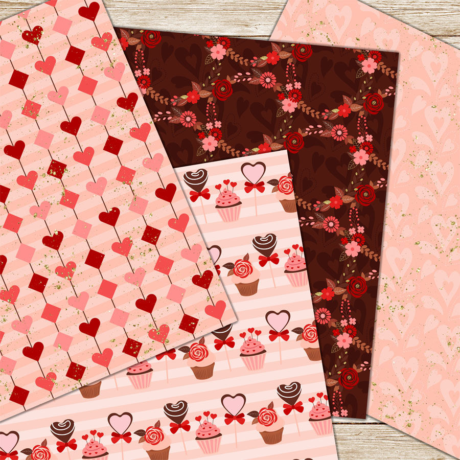 Happy Valentine's Day. Digital Paper. By PeDeDesigns | TheHungryJPEG.com