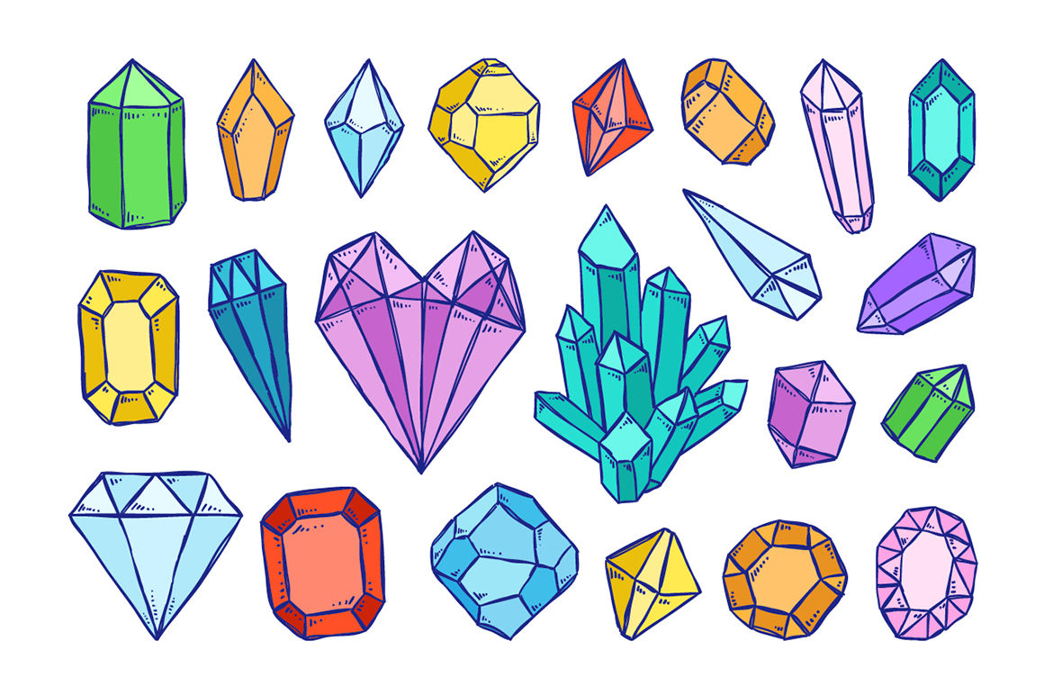 Crystals sketch illustrations By Redchocolate Illustration TheHungryJPEG