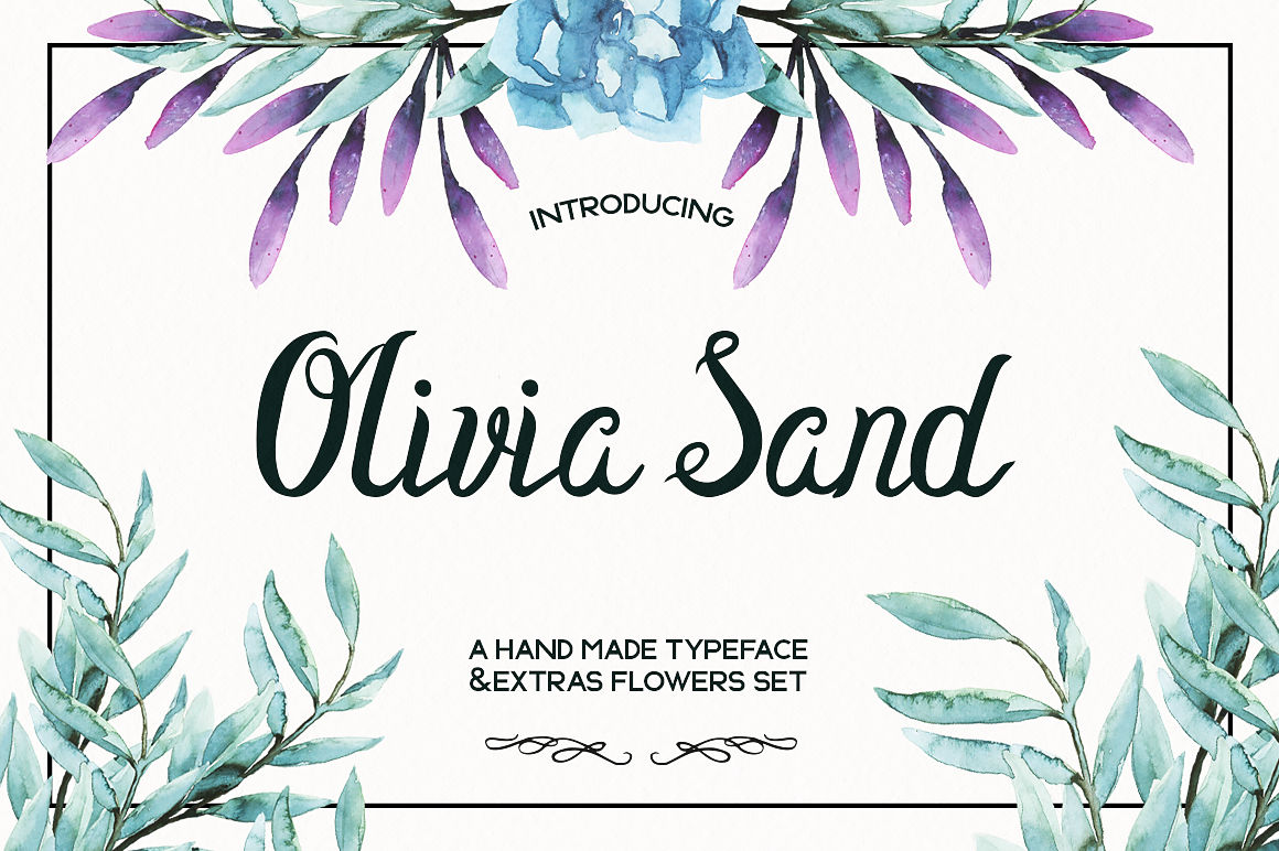 Olivia Sand Typeface Flowers Set By Spasibenko Art Thehungryjpeg Com