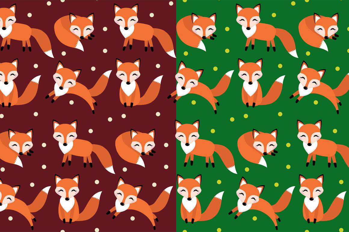 Cute fox patterns By Lucia_ Fox | TheHungryJPEG