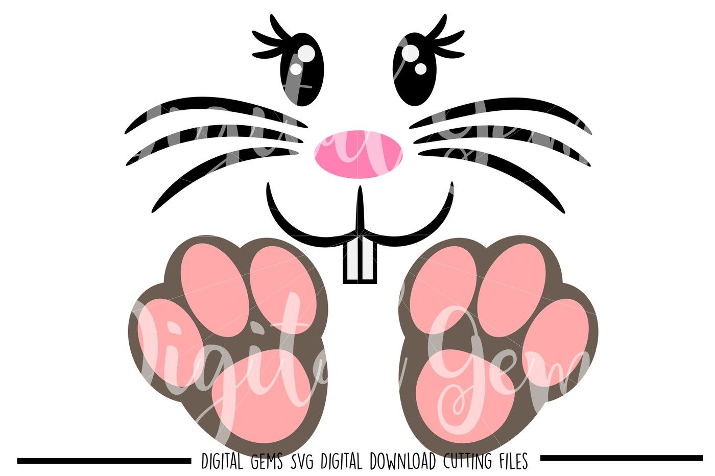 Easter Bunny Face / Feet SVG / DXF / EPS / PNG Files By Digital Gems
