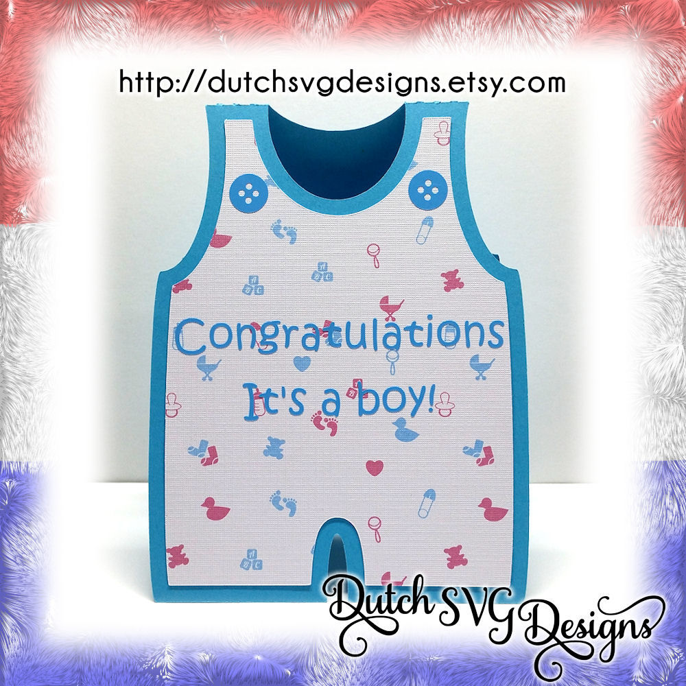 Download Birth card cutting file baby romper with text and buttons, for a boy and a girl, in Jpg Png SVG ...