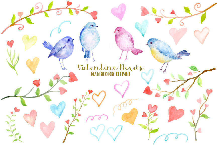 Download Watercolor Clipart Valentine Birds By Cornercroft ...