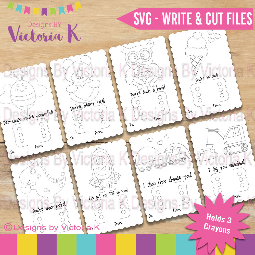 Valentine Coloring cards, SVG & DXF, Write and Cut, Valentine svg By