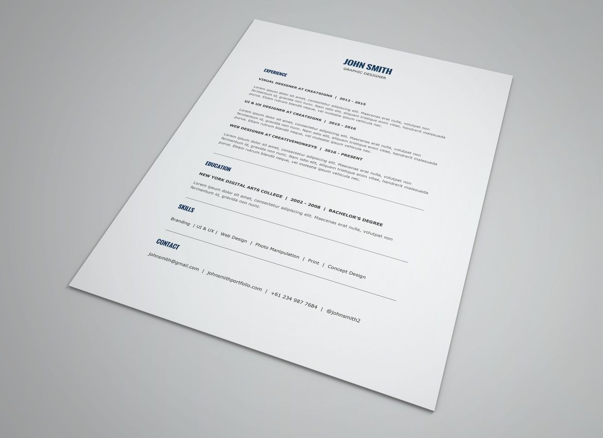 Minimalist Resume Template Cover Letter Template 2016 Resume 