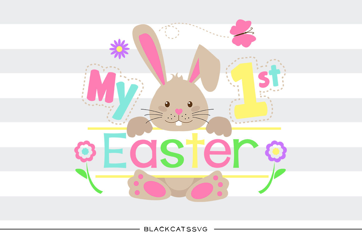 My First Easter Bunny Colored Svg Boy And Girl File Cutting File Clipart In Svg Eps Dxf Png For Cricut Silhouette By Blackcatssvg Thehungryjpeg Com