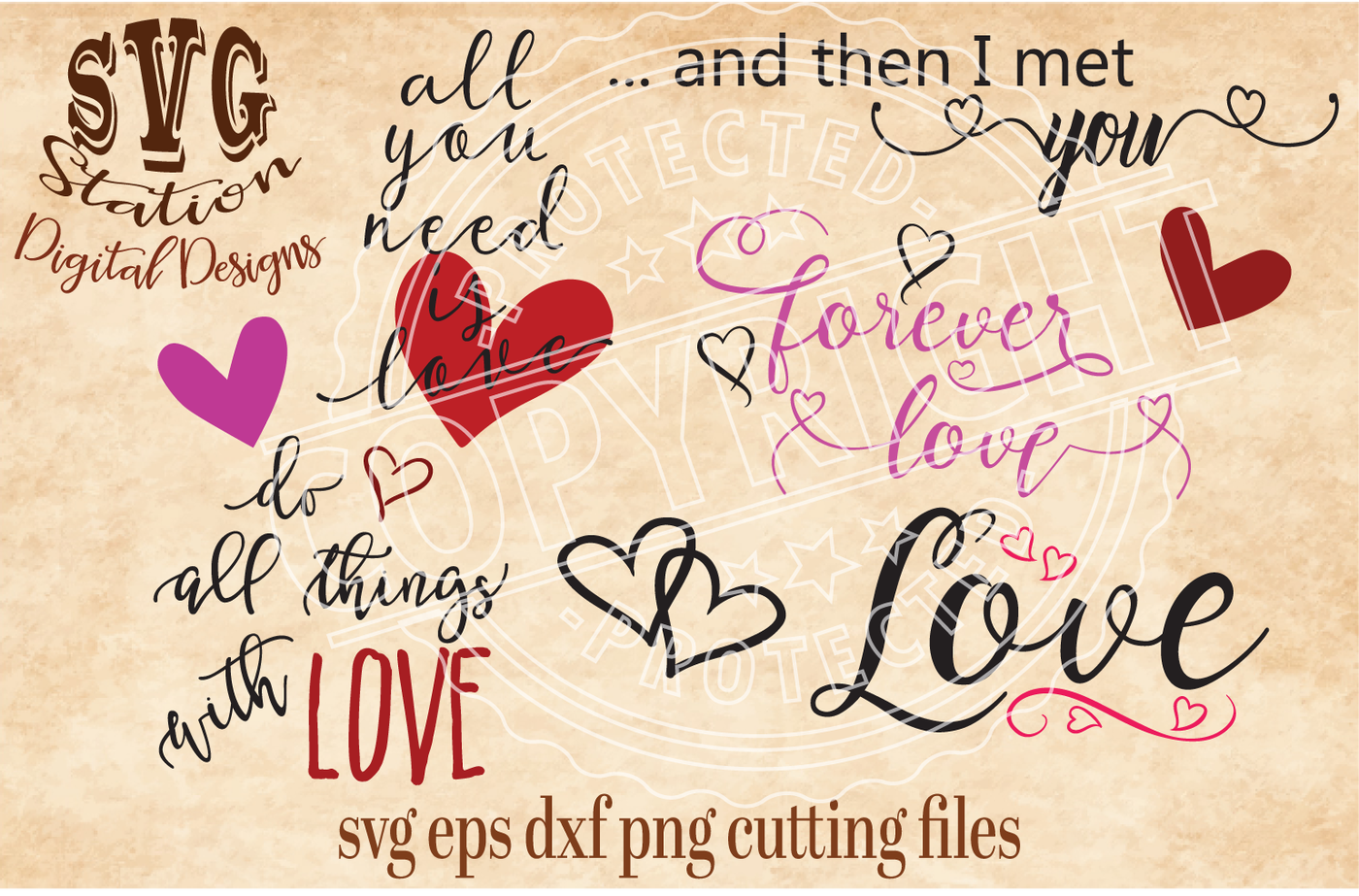Cute Love Collection / SVG DXF PNG EPS Cutting File Silhouette Cricut