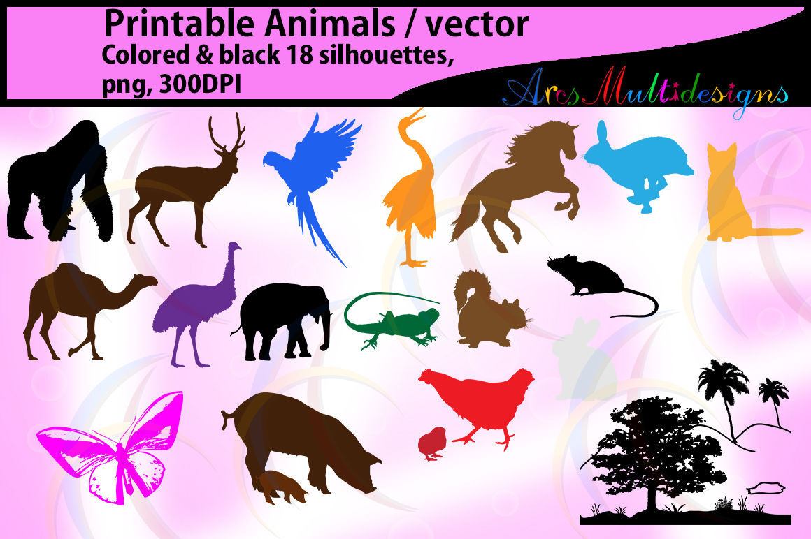 Download Animal Silhouette Vector Printable Svg Animal By Arcsmultidesignsshop Thehungryjpeg Com