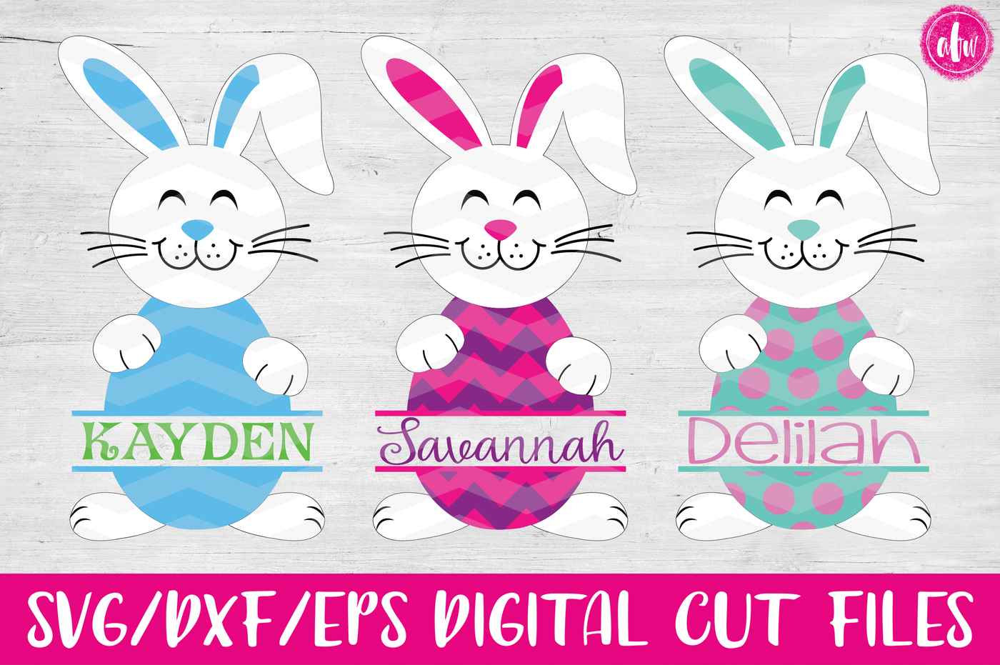 Split Easter Bunny Egg - SVG, DXF, EPS Cut File By AFW Designs