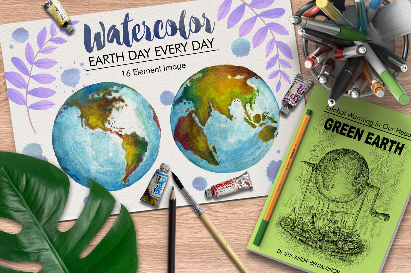 Watercolor Earth By GRAPHOBIA | TheHungryJPEG