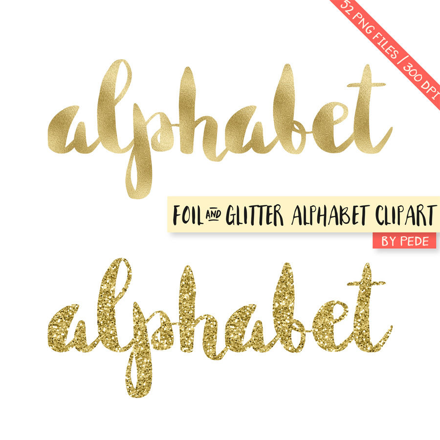 Gold foil & glitter alphabet clipart By PeDeDesigns | TheHungryJPEG