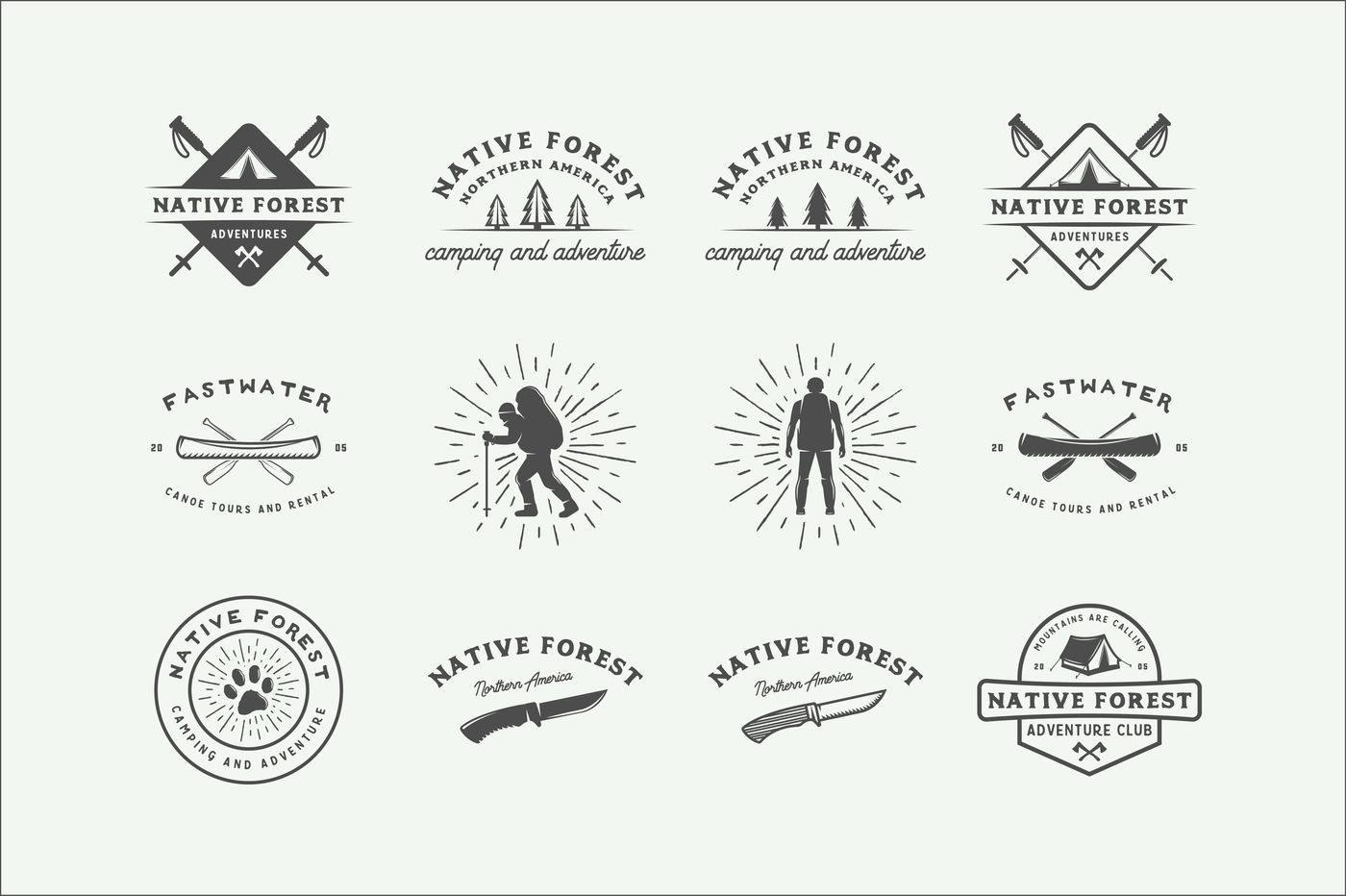 Camping and Adventure Emblems By AkimD | TheHungryJPEG