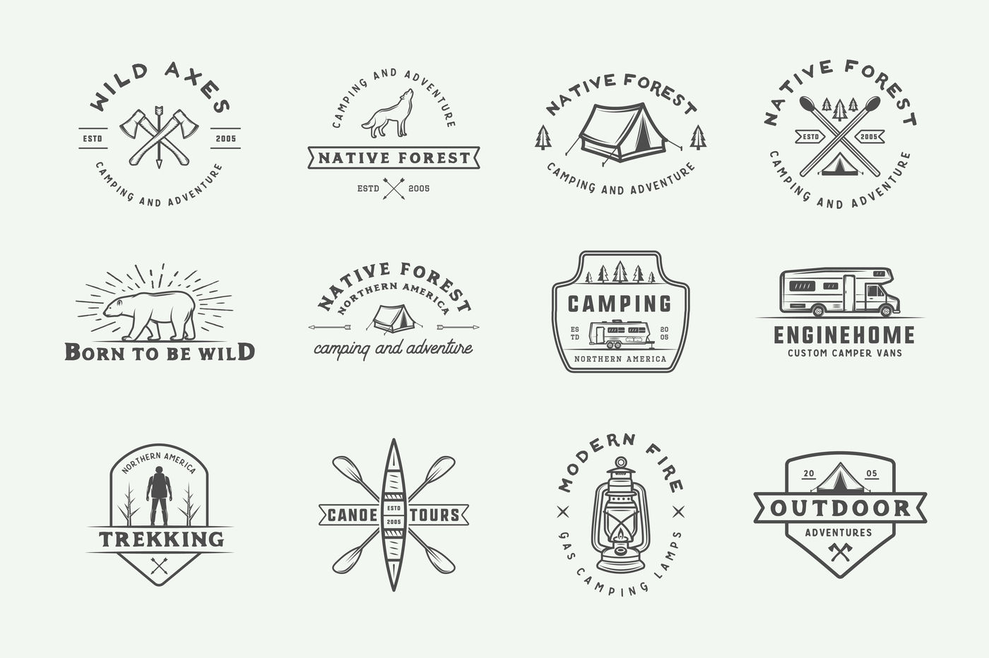 Camping and Adventure Emblems By AkimD | TheHungryJPEG