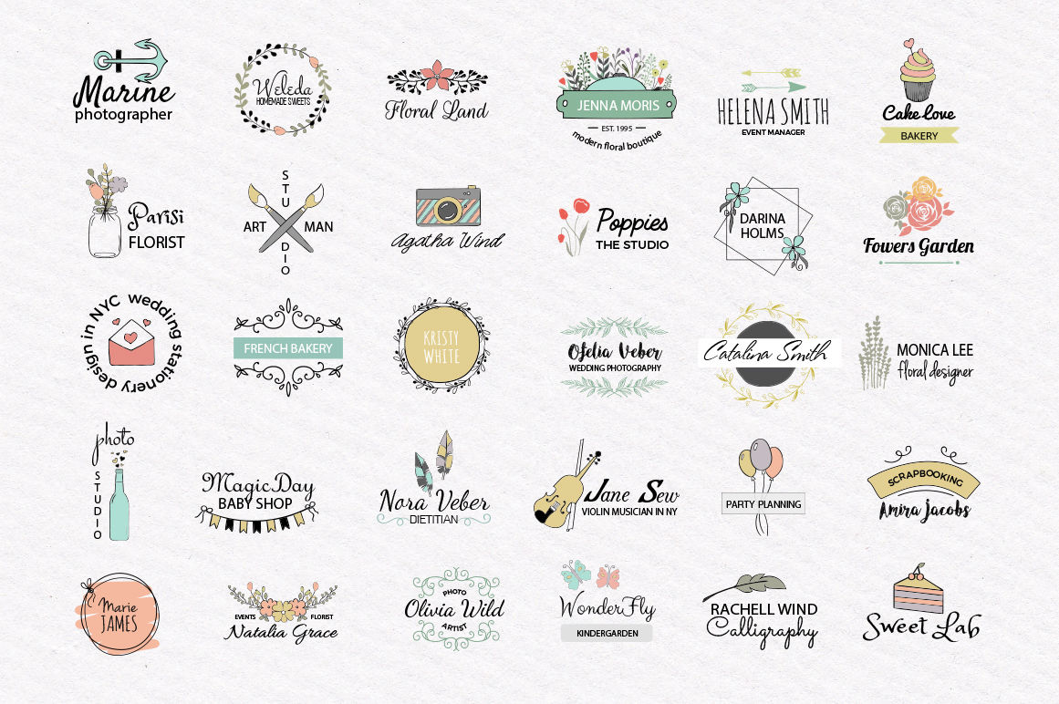 Cute Vector Logos Collection By Switzershop TheHungryJPEG