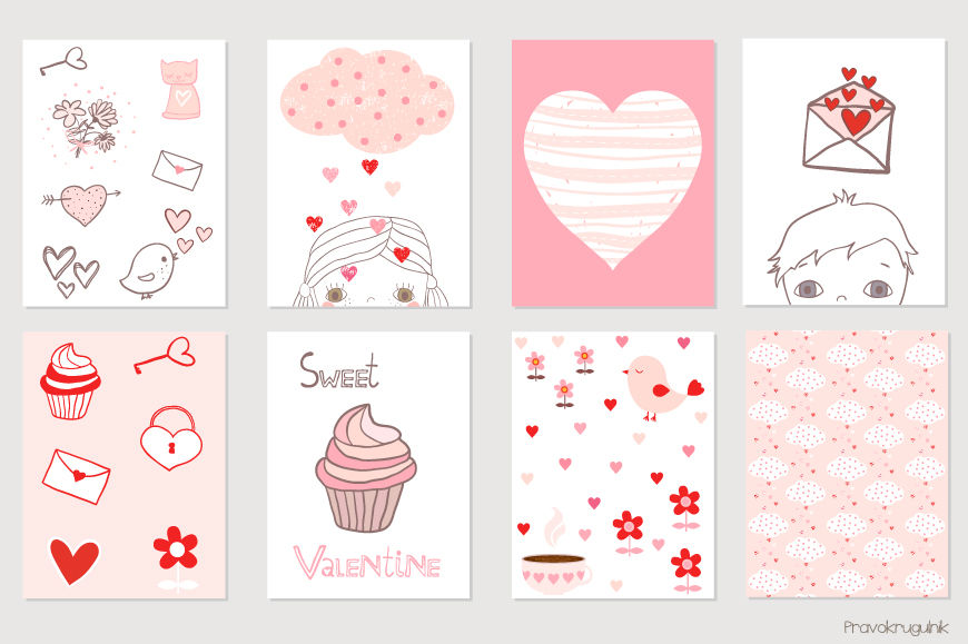 Valentine's Day Printable Paper Pack, Pink and Red Watercolor