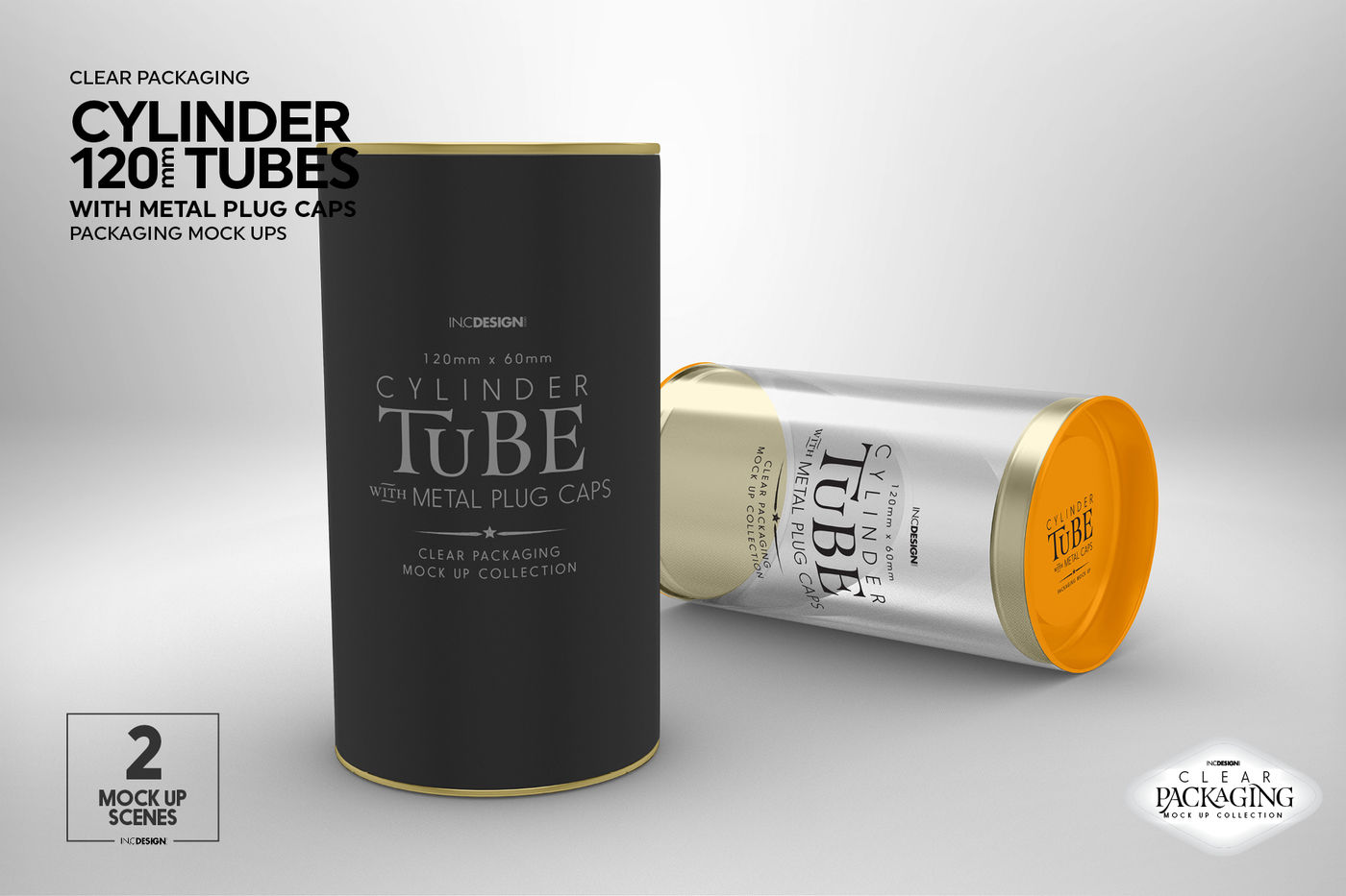 Download Cylinder 120mm Tube Packaging Mock Up By INC Design Studio | TheHungryJPEG.com