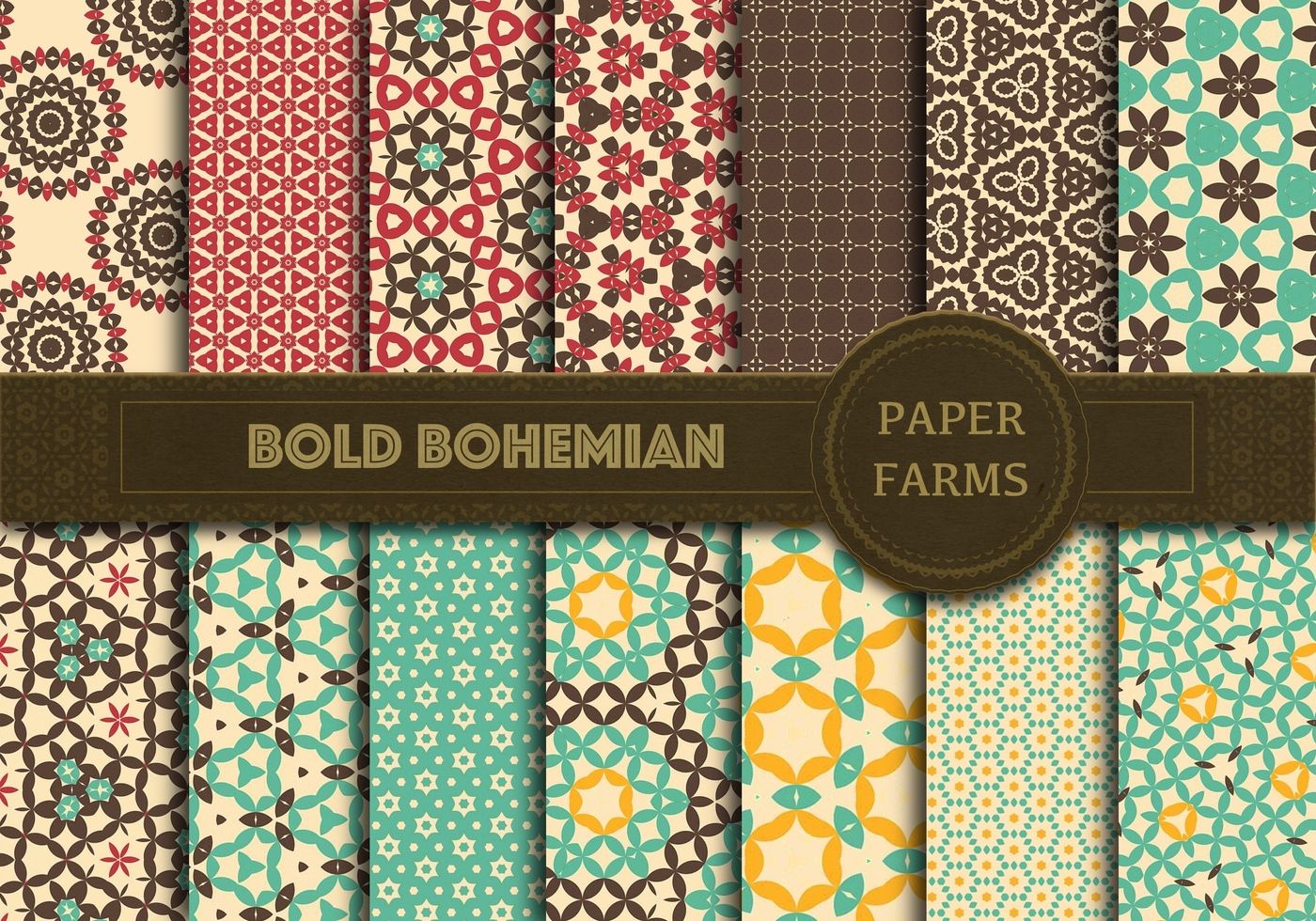 Bohemian digital paper By Paper Farms | TheHungryJPEG.com