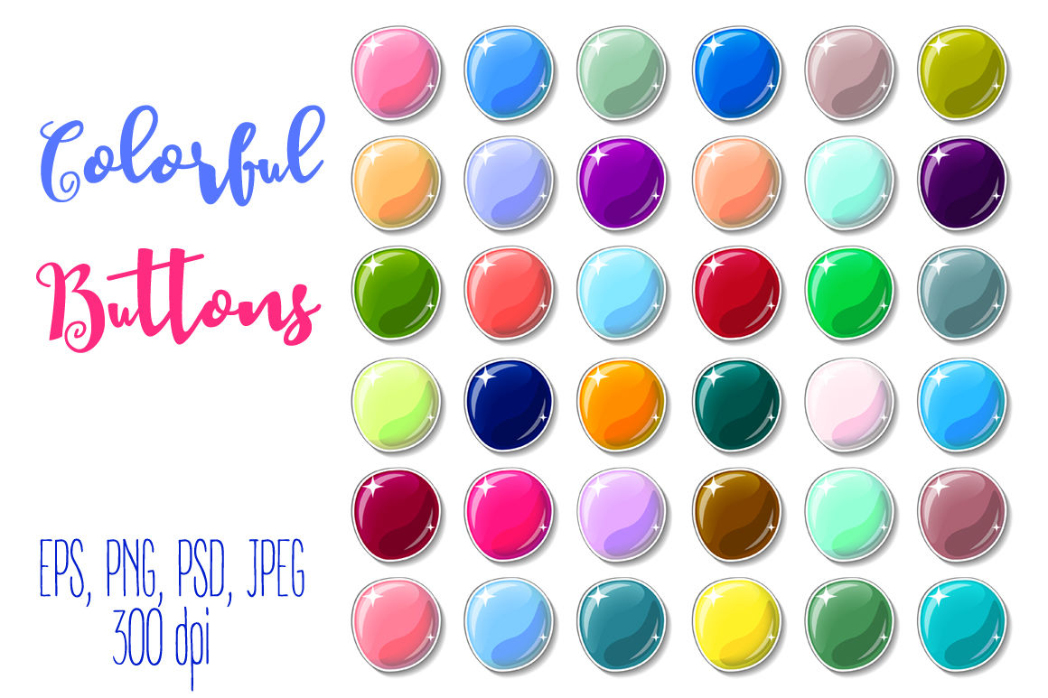 Colorful Buttons Vector Clipart By Rabbit And Pencil