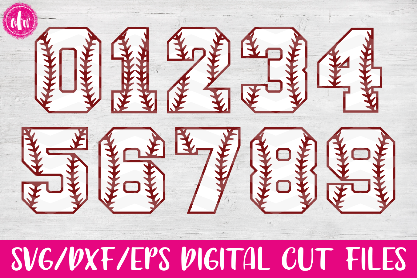 Baseball Softball Sports Numbers - SVG, DXF, EPS Cut Files By AFW