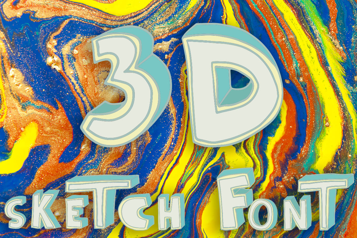 3d Style Sketch Font By Babii Design Thehungryjpeg Com