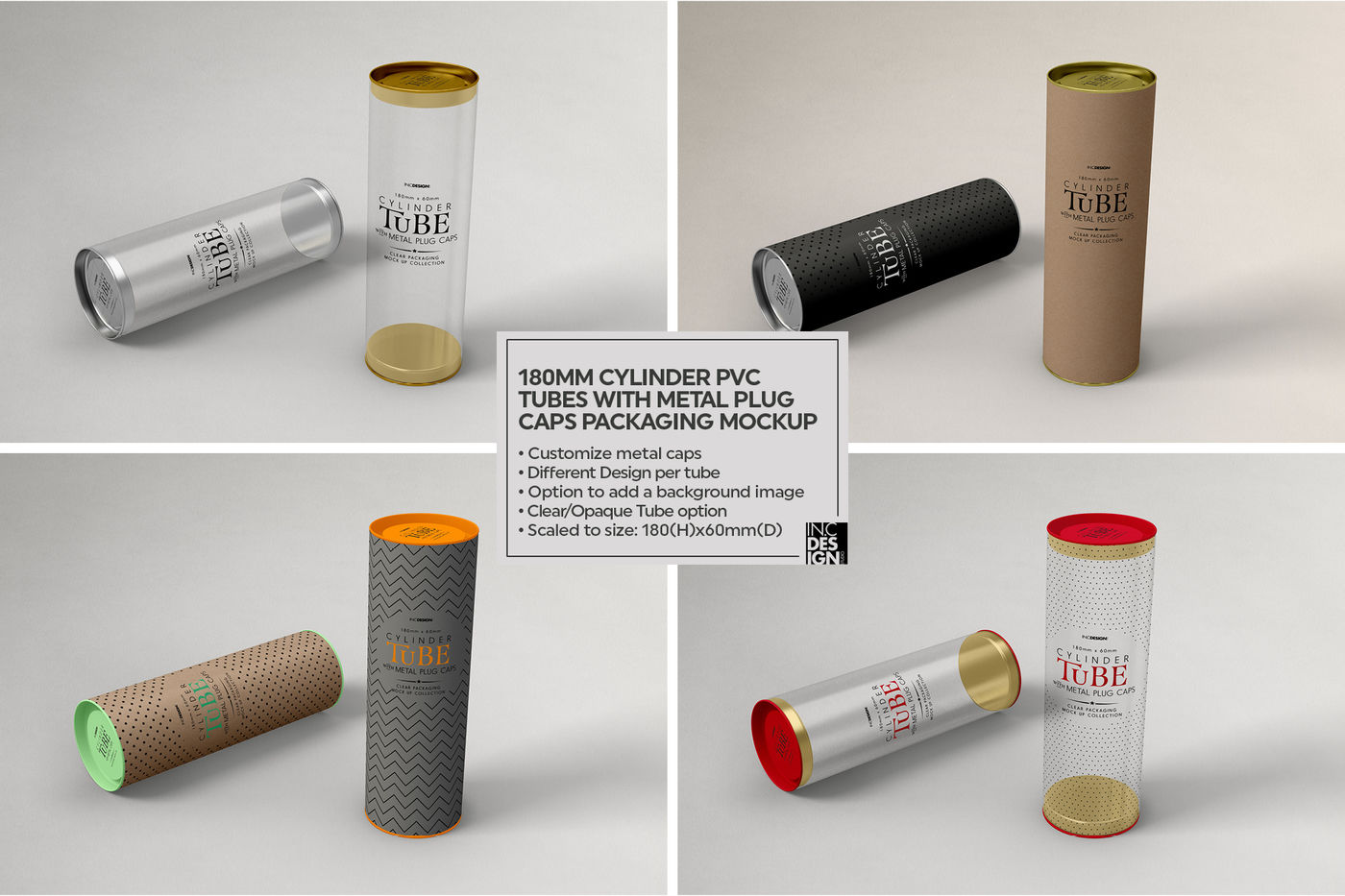 Download Cylinder 180mm Tube Packaging Mock Up By INC Design Studio | TheHungryJPEG.com