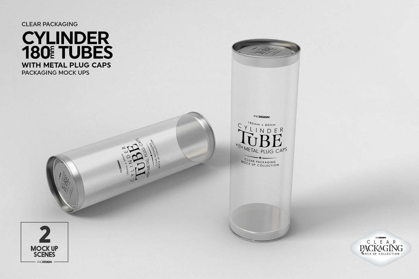 Download Cylinder 180mm Tube Packaging Mock Up By INC Design Studio | TheHungryJPEG.com