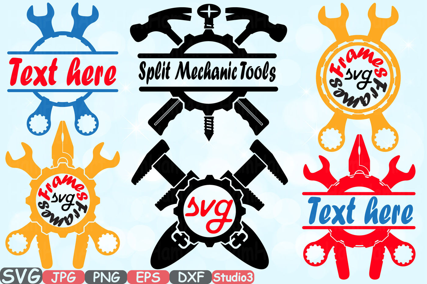 Download Split & Circle Mechanic Tools Silhouette SVG Cutting Files By HamHamArt | TheHungryJPEG.com