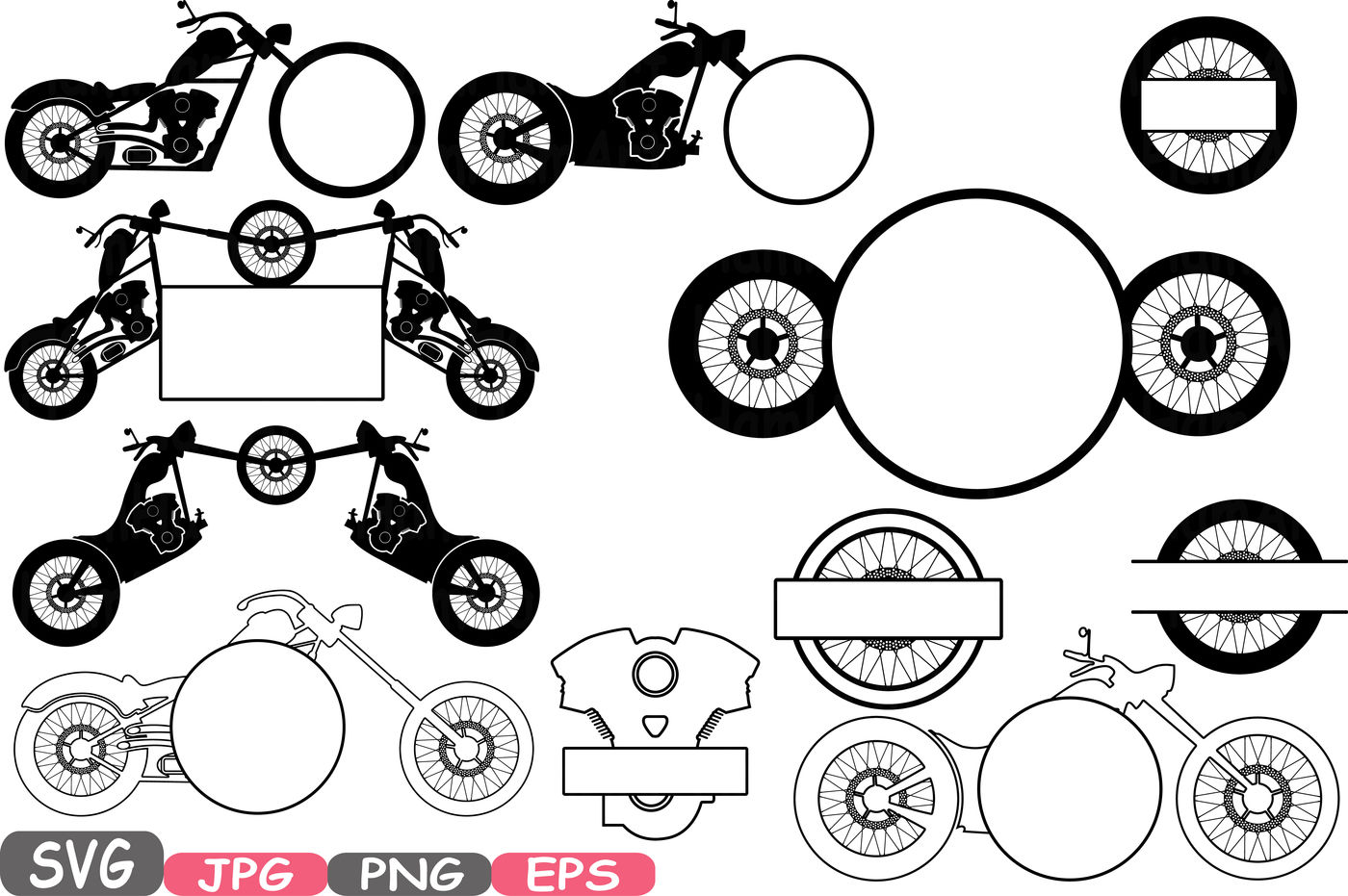 Download Choppers Split Circle Monogram Motorbike Cutting Files Svg Motorcycle Silhouette Motorcycle Clipart Decal Frames Bunting Digital 621s By Hamhamart Thehungryjpeg Com