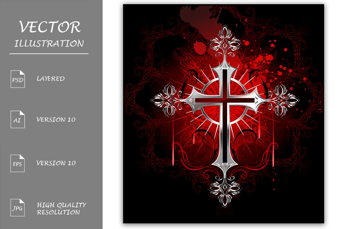 Gothic Silver Cross By blackmoon9