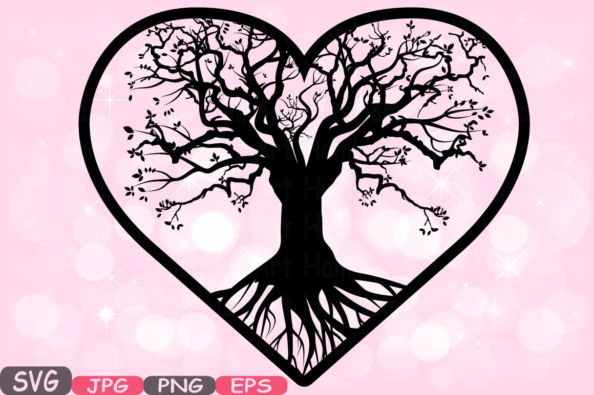 Download Family Tree Heart Frame Svg Family Valentine S Day Svg Clip Art Silhouette Branches Family Is Love Deep Roots Life Begins Family 601s By Hamhamart Thehungryjpeg Com PSD Mockup Templates