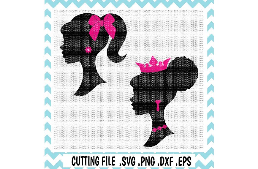 Download Girl Silhouette Svg Princess Bow Crown Svg Png Eps Dxf Cutting Files For Cameo Cricut More By Cut It Up Y All Thehungryjpeg Com