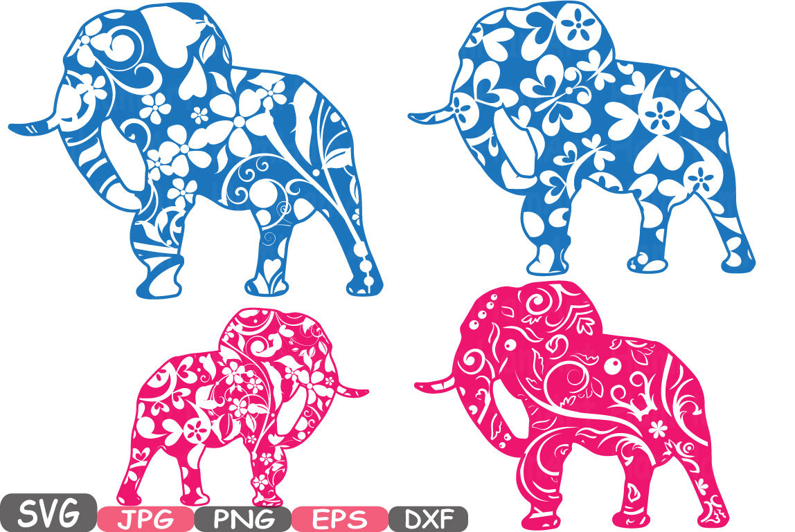 Download Elephant Safari Mascot Flower Monogram Circle Cutting Files SVG Silhouette school Clipart ...