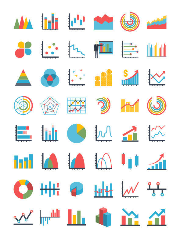 Graph Icons Set By Vector design | TheHungryJPEG