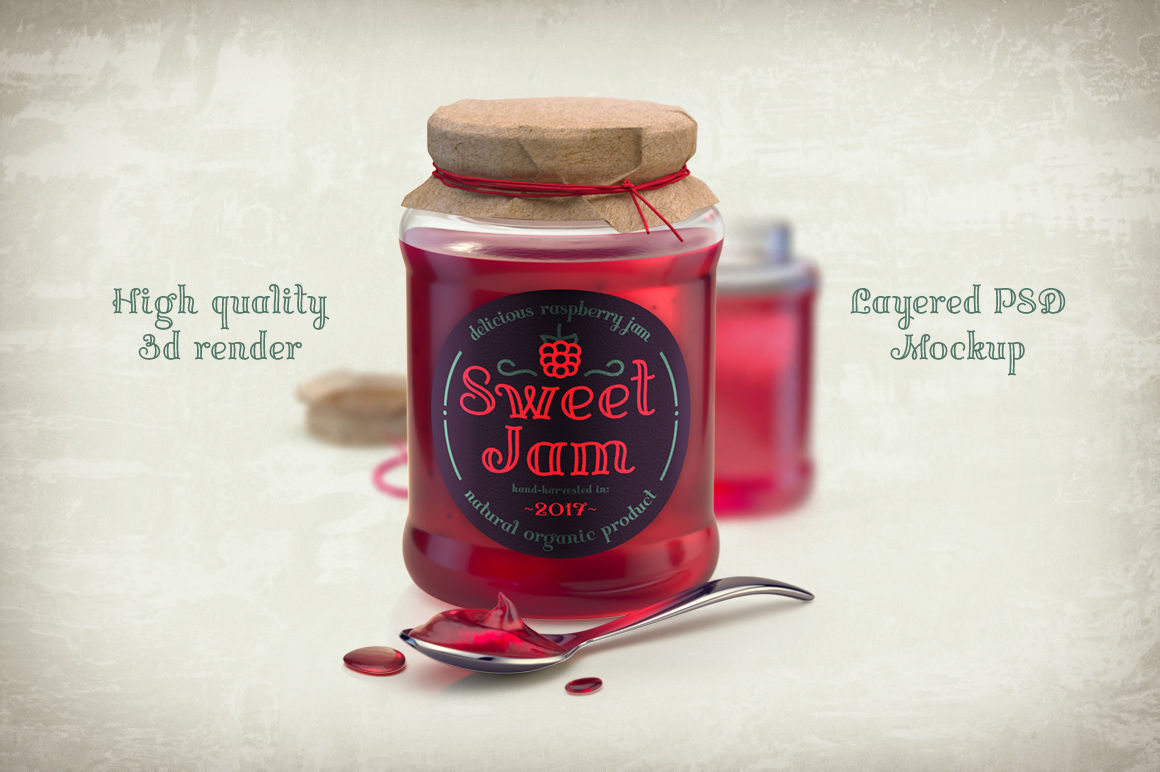 Download Glass Jar With Raspberry Mockup Yellowimages